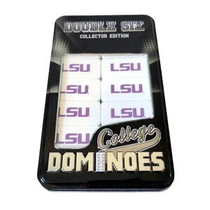 Double Six LSU Dominoes Louisiana State University College Edition Tin Case